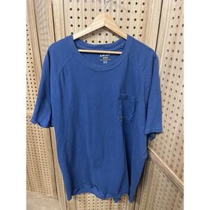 Ariat Rebar Mens Blue Short Sleeve Pocket Work TShirt 2XL Pen Slot Raglan Sleeve